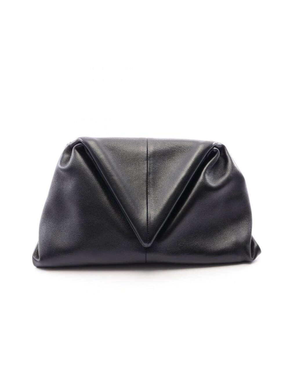 Bottega Veneta Clutch Triangle Flap Black Leather